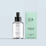 Kiele Gardenia Hydrating Mist in front of blue background with packaging